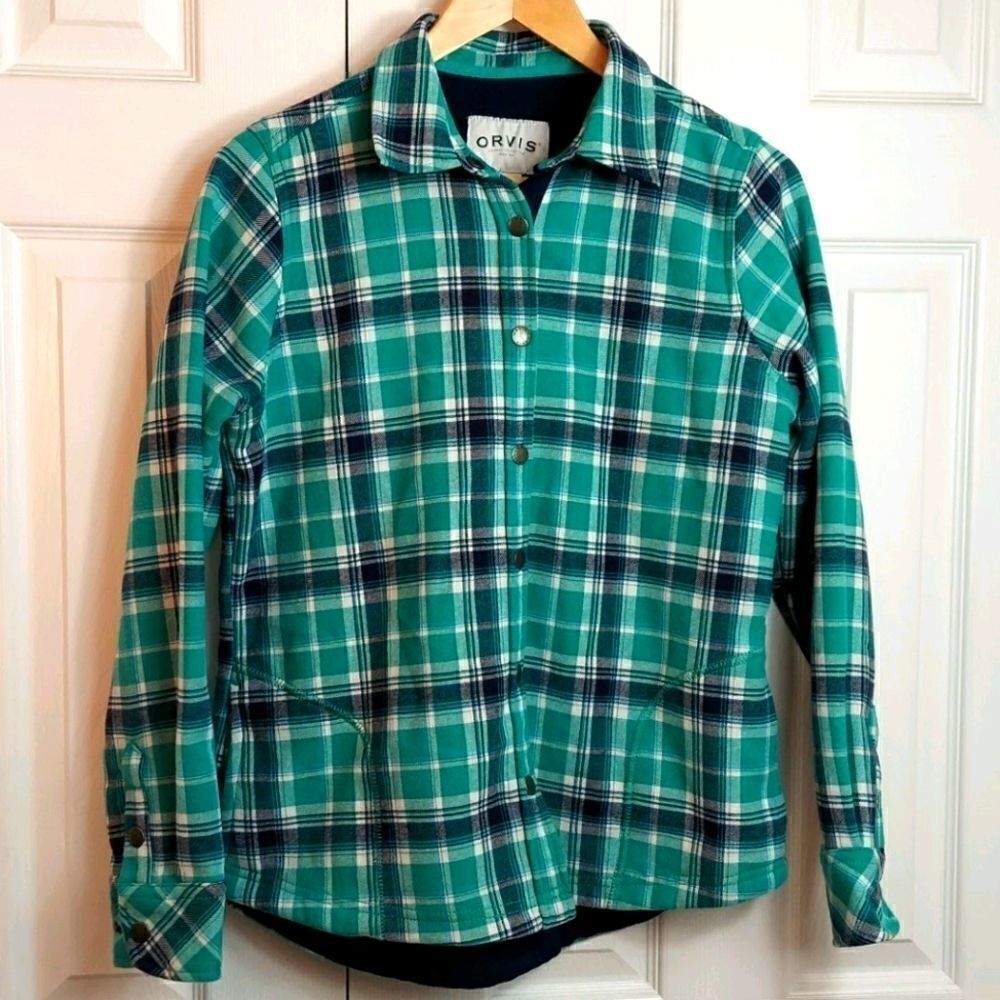 ORVIS Fleece Lined Plaid Flannel Shacket Sz S